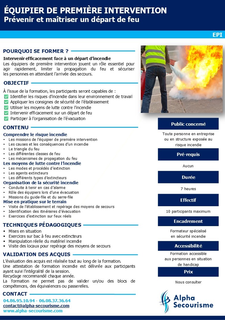 EPI - 2023 Équipier de Première Intervention - Alpha Secourisme